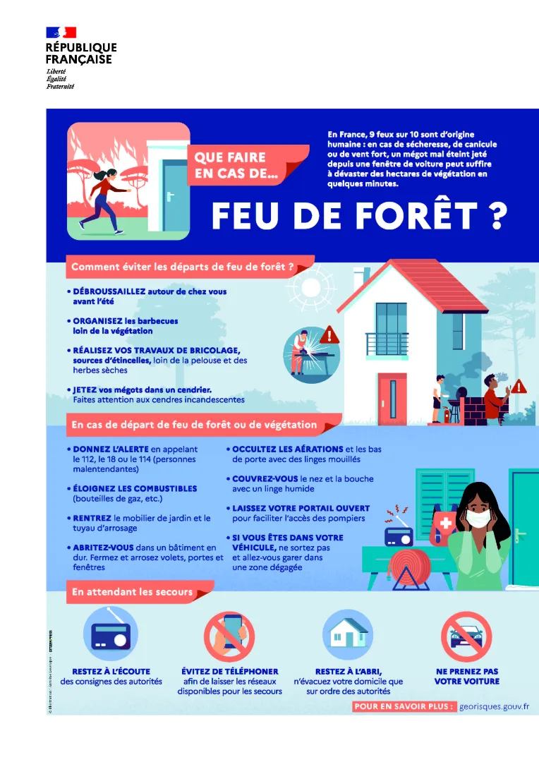 Affiche officielle : Que faire en cas de feu de forêt ?