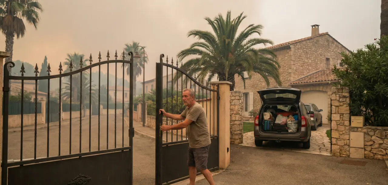 Une personne en train d'évacuer en laissant son portail ouvert